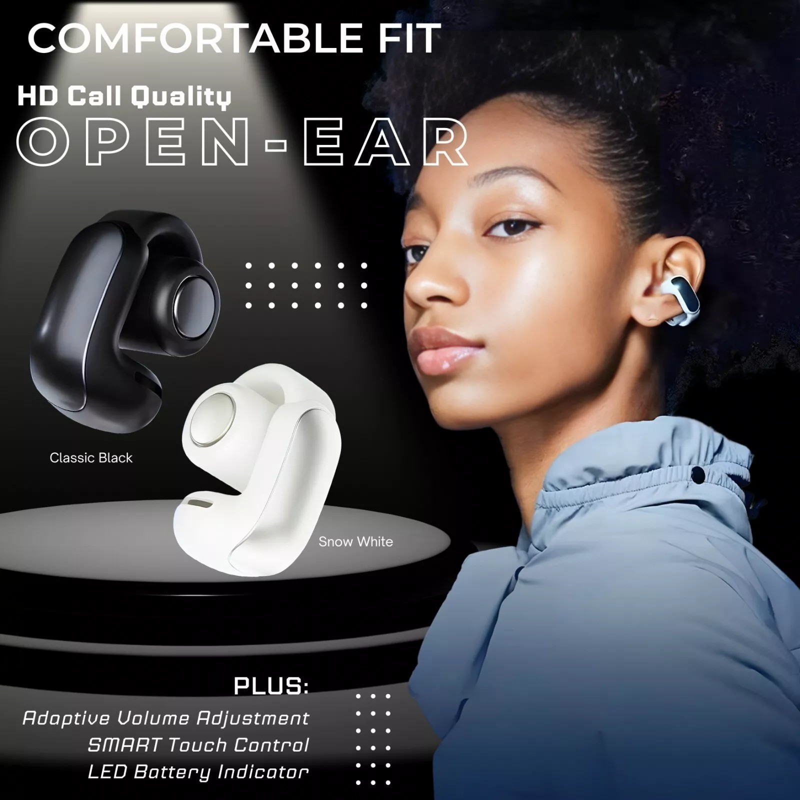 Ultra Open Earbuds with Immersive Audio Wireless Clip on Earbuds for Comfort US！