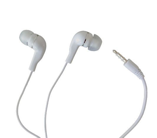 WHITE/SILVER UNIVERSAL Headset Earbuds w Microphone – 3.5mm Plug
