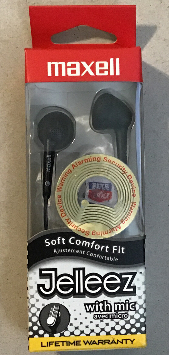 Maxell 191569 JELM-BK Jelleez Earbuds Soft Comfort Fit with Microphone (Black) [