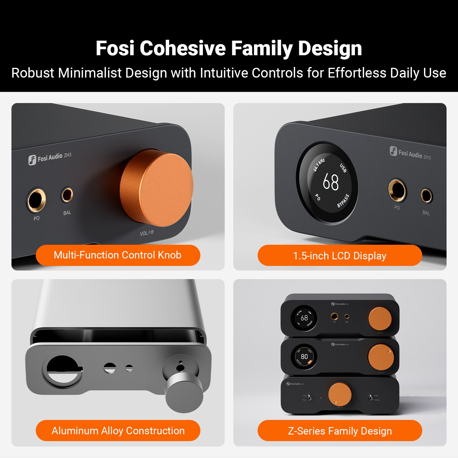 Fosi Audio ZH3 DAC Headphone Amp, plus Headphone i5, + 4.4mm cable standard free