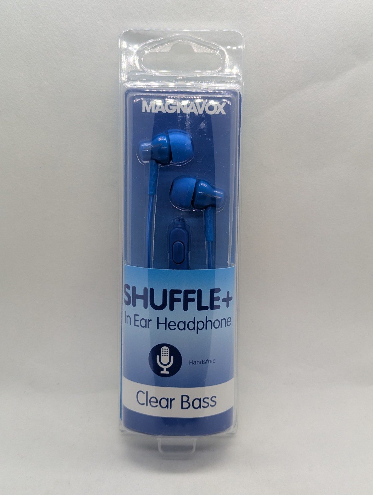 Magnavox Shuffle + In Ear Headphones w/ Handsfree Mic & Music Ctrl, Blue – NEW