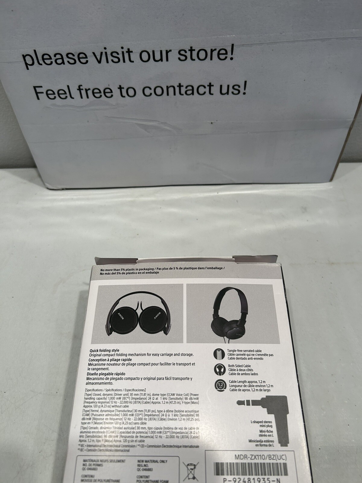 Zx Series Wired On-ear Headphones Black Mdr-zx110 Open Box