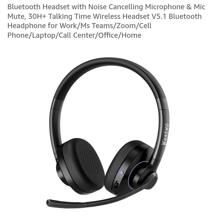Wireless Blue Headset Noise-Canc Microph Bluetooth Computer/Cell Phone/Laptop