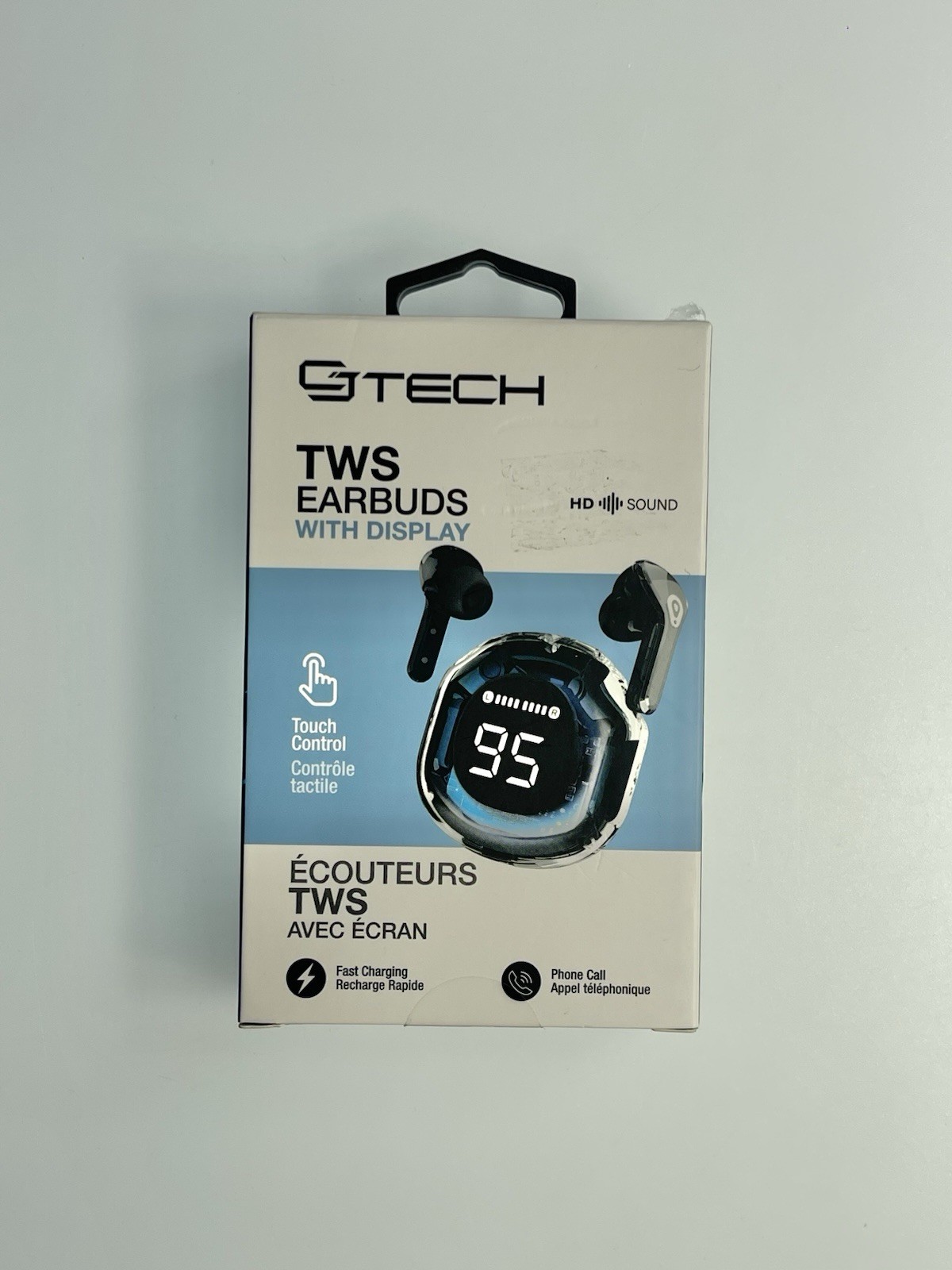 GTECH TWS Earbuds Black Bluetooth Touch Control Fast Charging LED Display