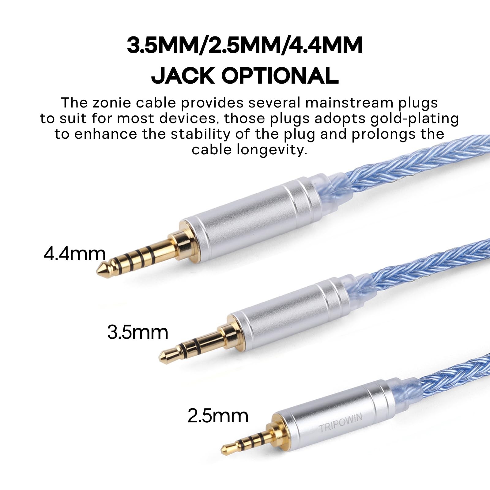 16 Core Silver Plated IEM Cable, 1.25m SPC, 2pin 0.78mm, 3.5mm, Blue