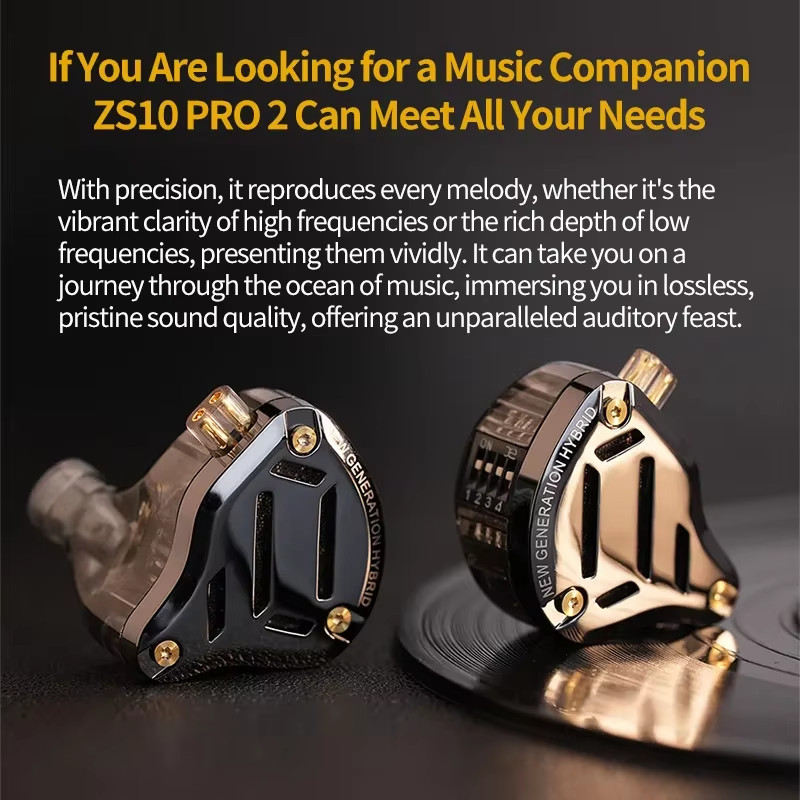 ZS10 Pro 2 HIFI Metal Earphone in Ear Bass Earbud 4-Level Tuning Switch Headphon