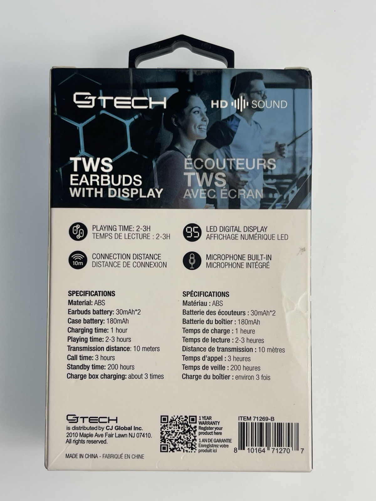 GTECH TWS Earbuds Black Bluetooth Touch Control Fast Charging LED Display