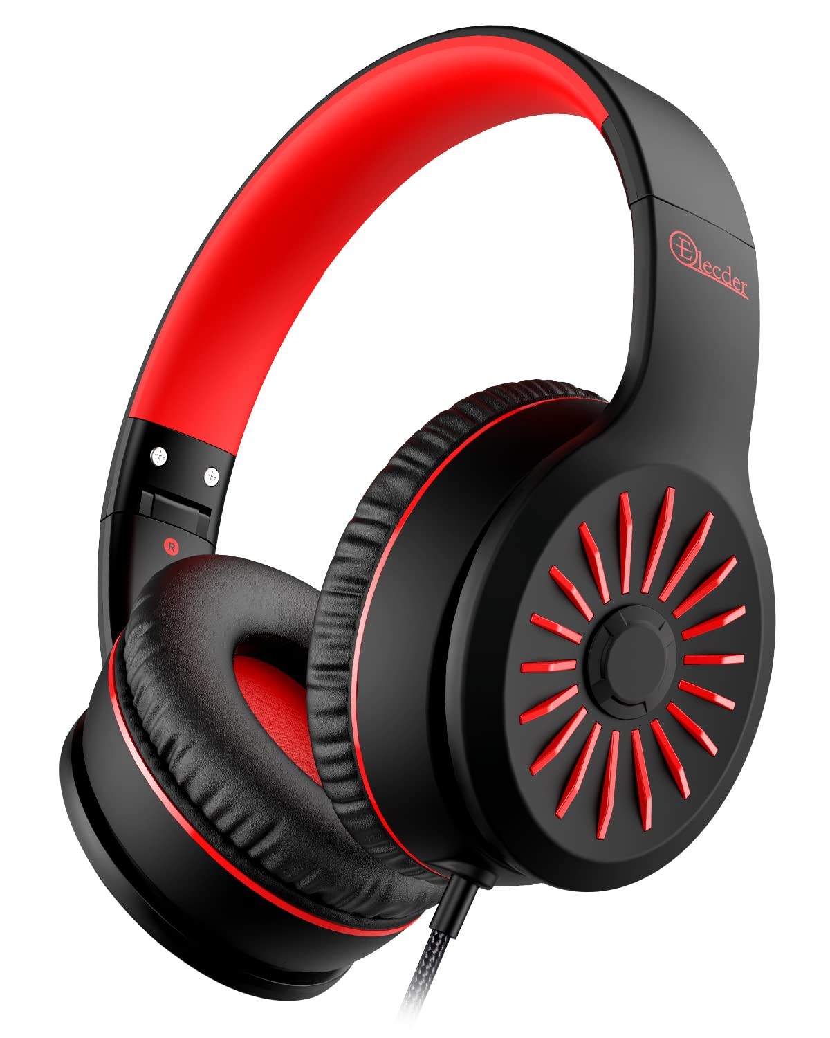 i45 Headphones Wired, On-Ear Headphones for Teens, Red
