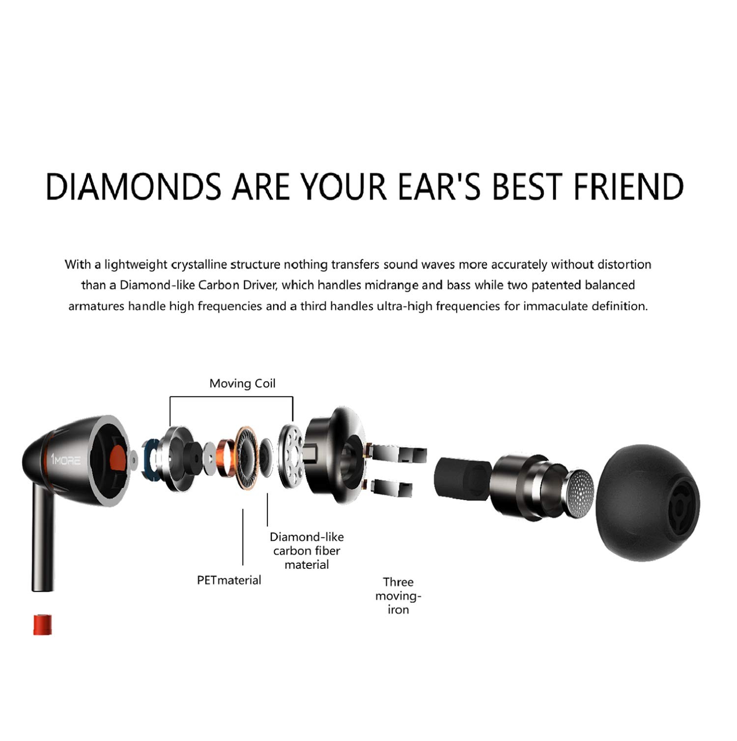 1MORE Quad Driver in-Ear Earphones Hi-Res High Fidelity Driver, Silver