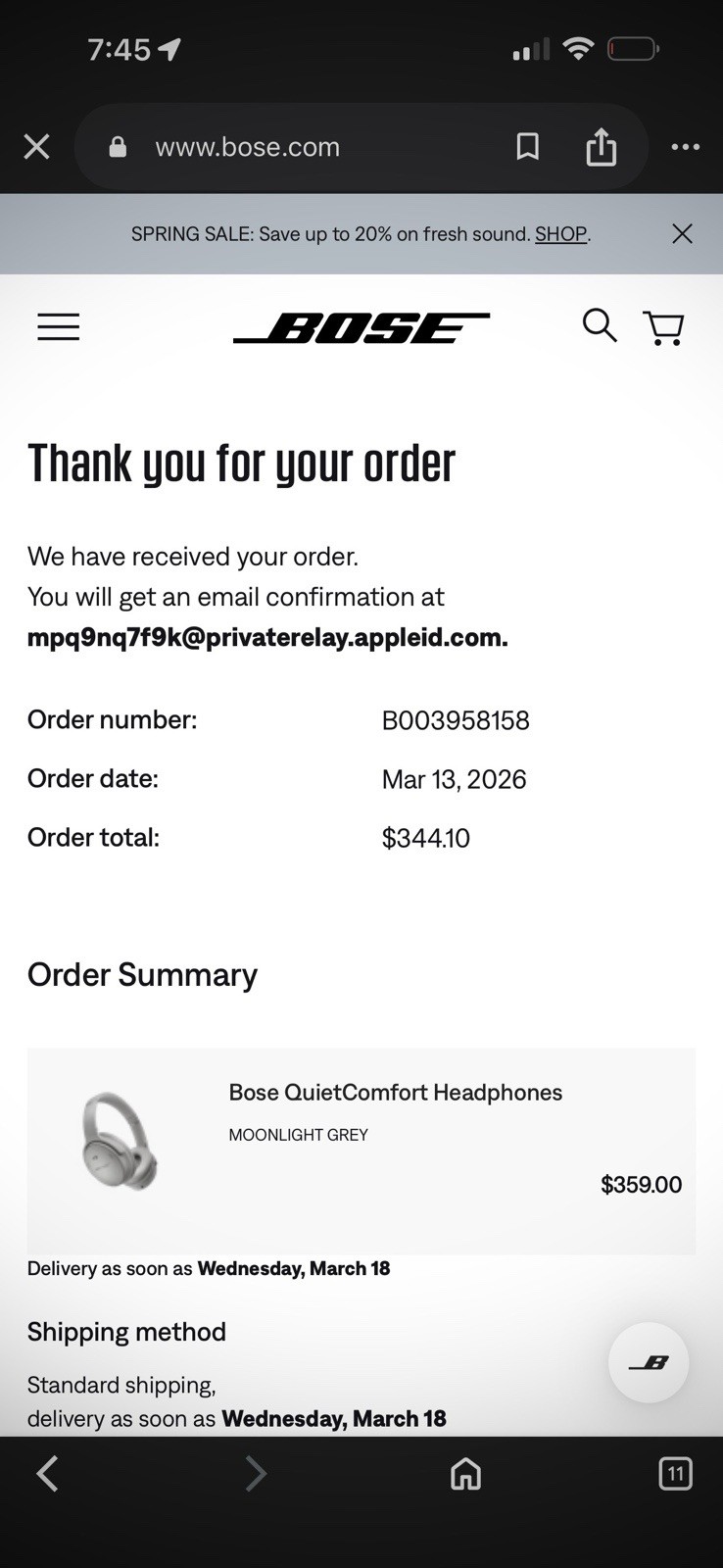 Bose QuietComfort Headphones Bluetooth Wireless Noise Canceling Gray Case