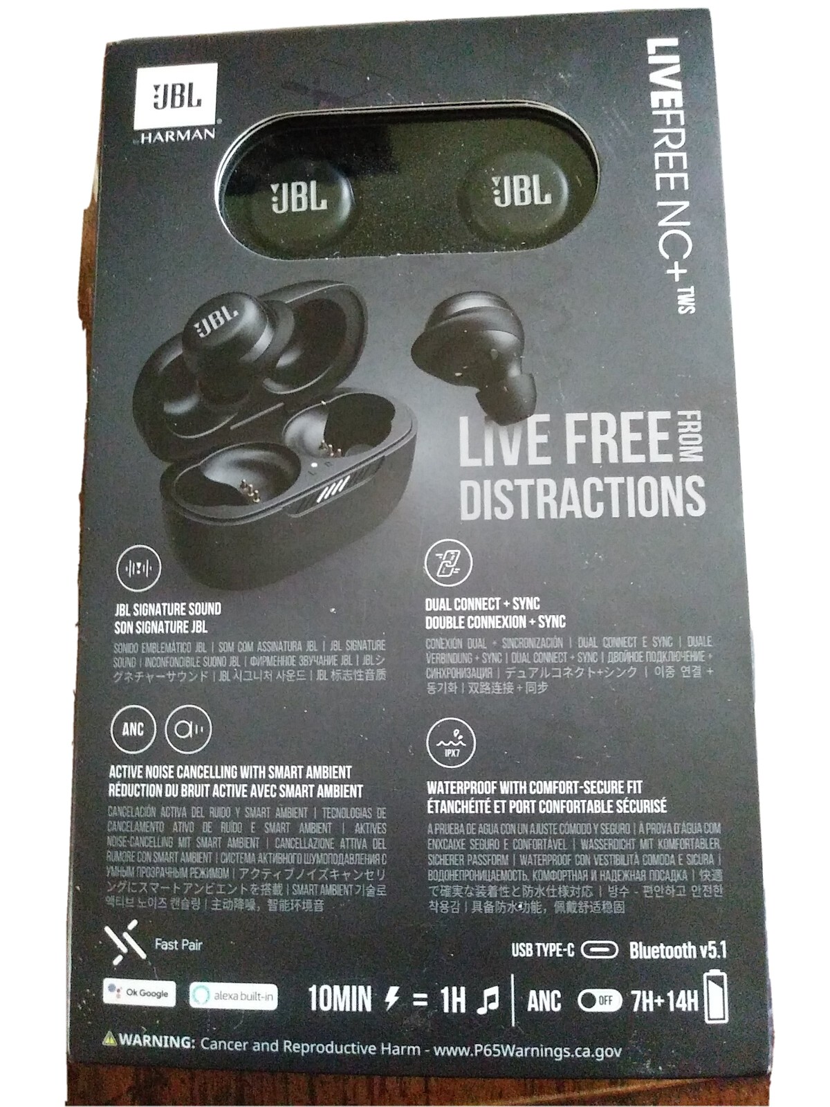 JBL Live Free nc + tws Active Noise Cancellation, Built-in Microphone, Built-In
