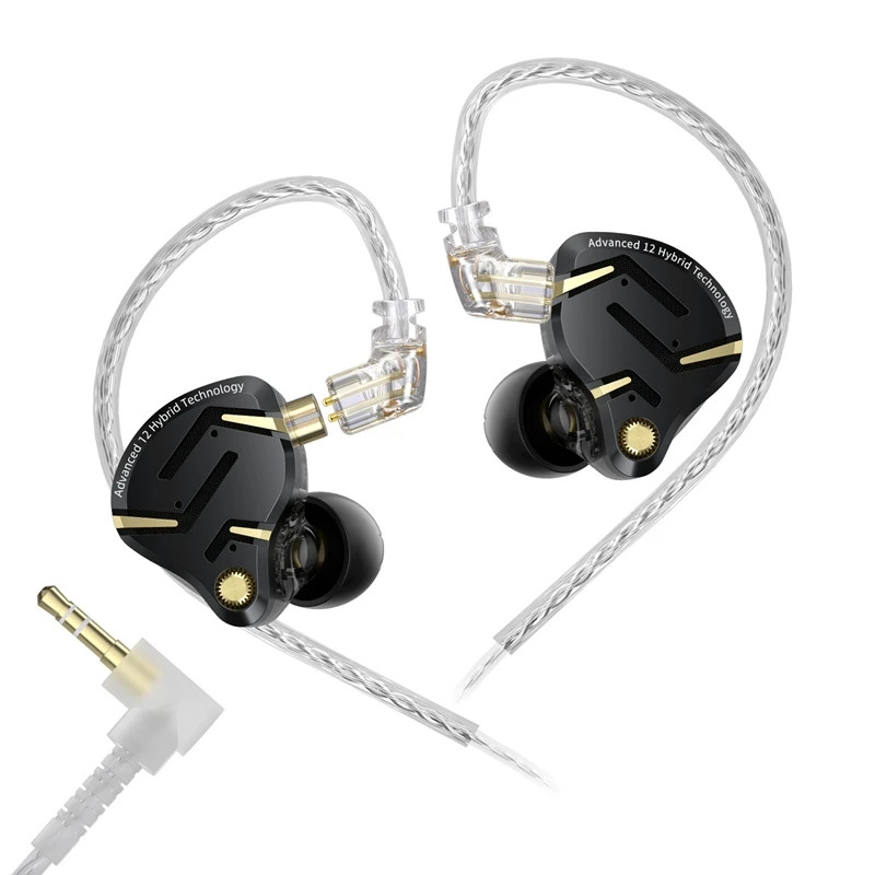 KZ ZS12 PRO 2 Hybrid IEM Earphones 1DD+5BA Drivers Detachable 3.5mm/USB-C