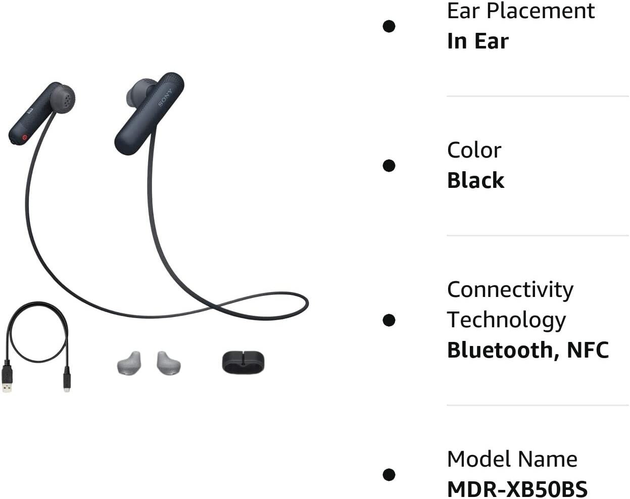 Sony Extra Bass Bluetooth Headphones. Wireless Sports Earbuds with Mic. WISP500