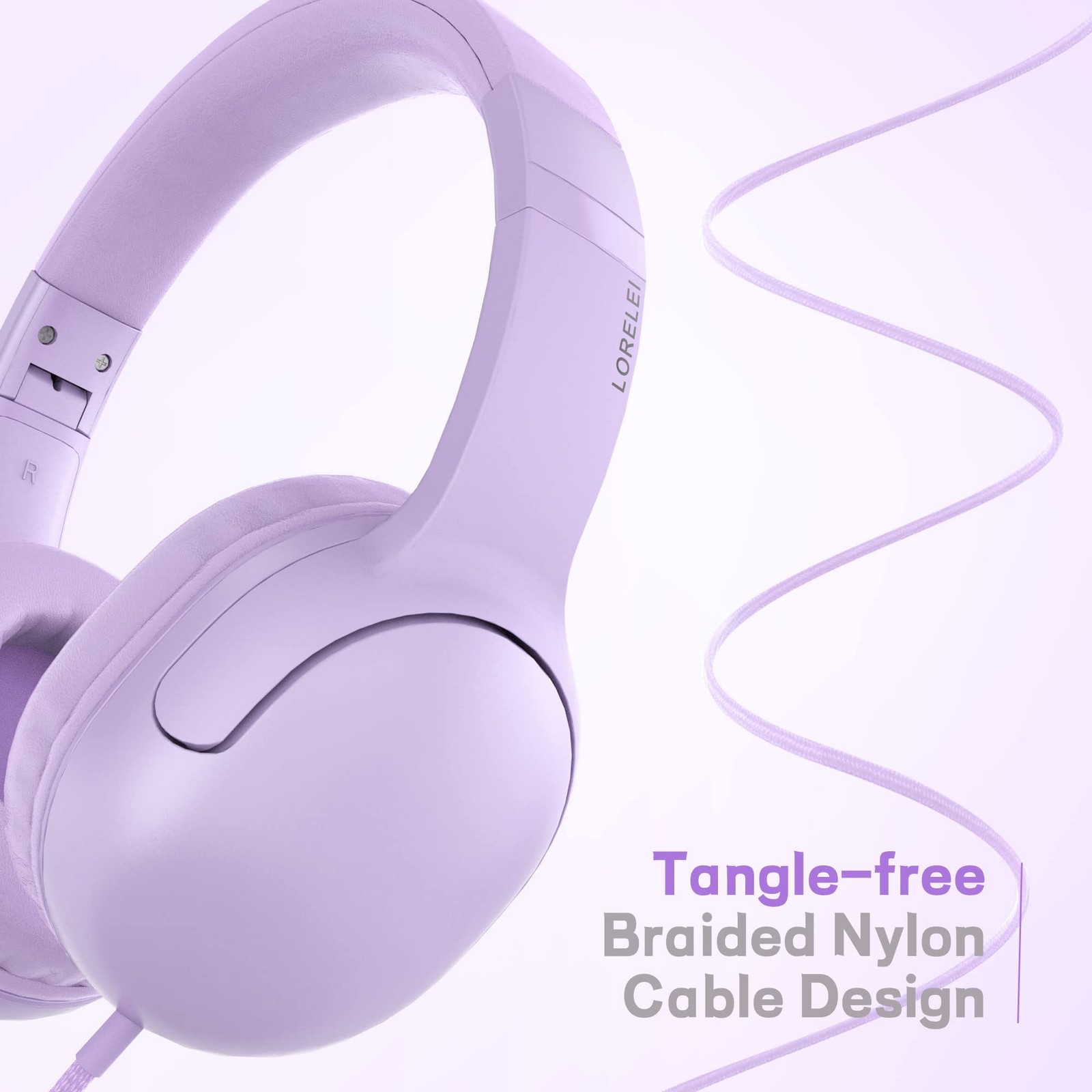 E5 Wired Headphones for Kids Foldable & 3.5mm Jack Tangle Free Nylon Wire Ste…