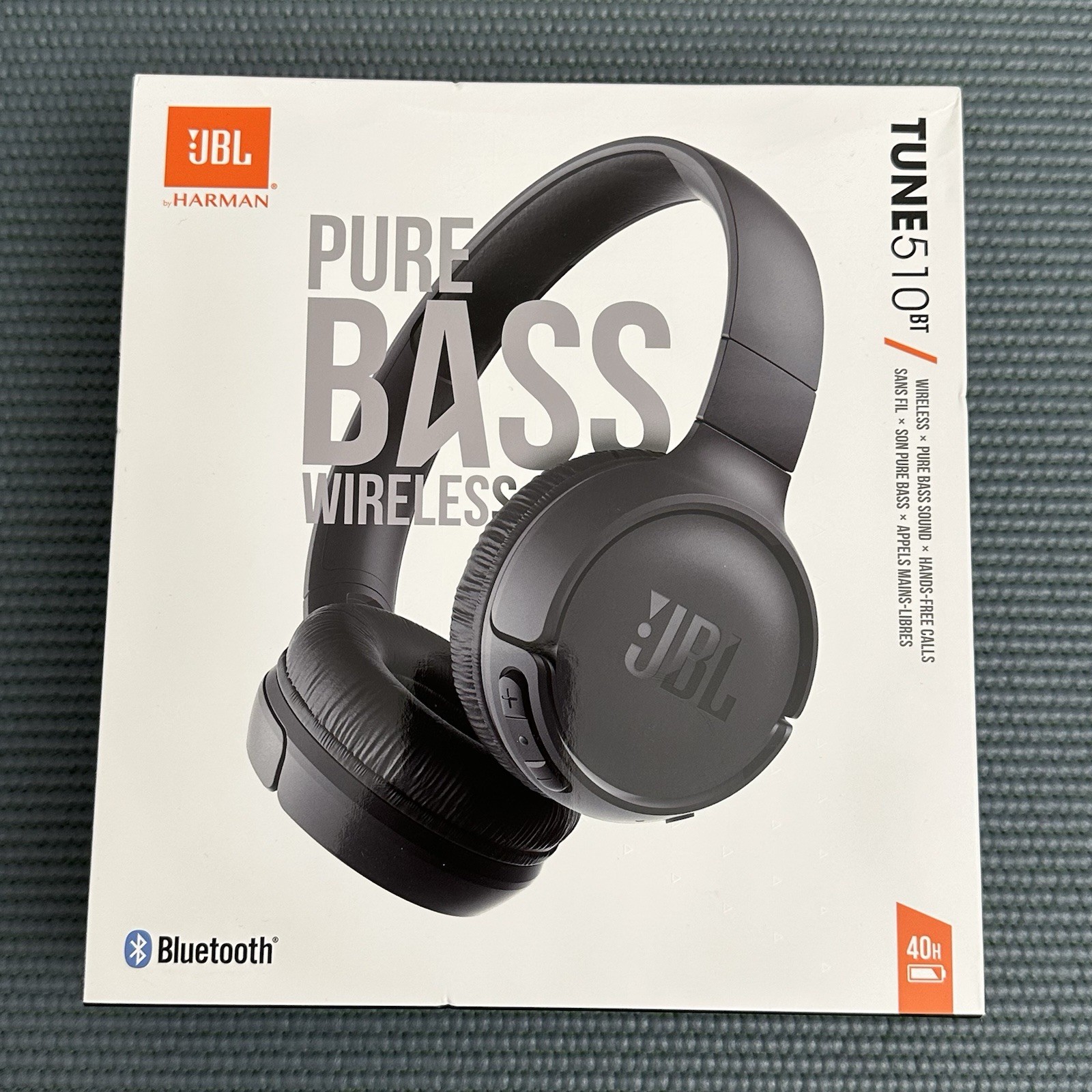 JBL Tune 510BT Wireless Bluetooth On-Ear Headphones Pure Bass Sound Black NEW