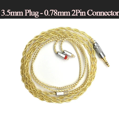 Linsoul Silver Gold Plated 2Pin Connector 3.5mm Balanced Upgraded Earphone Cable