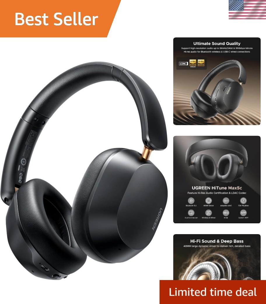 HiTune Max5C Over-Ear Wireless Headphones – 75H Playtime, ANC & Spatial Audio