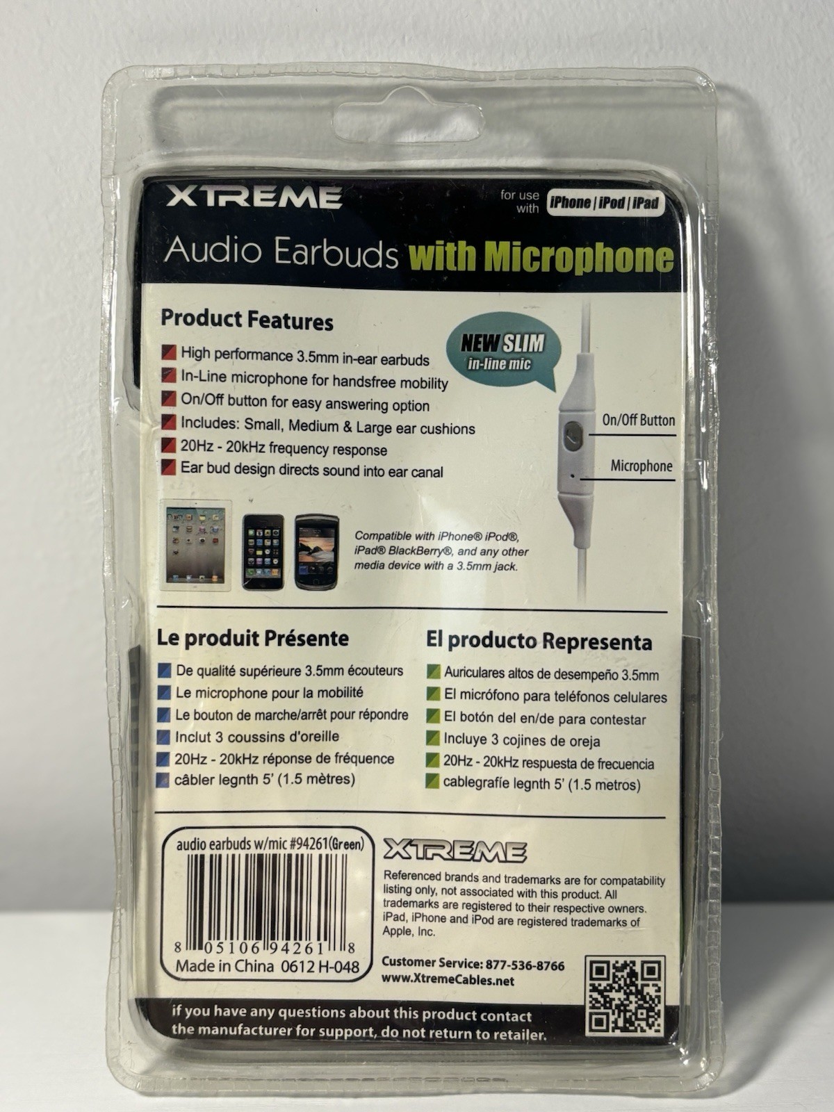XTREME Mobile Life Audio Earbuds In-Line MIC Earphones for IPHONE & SMARTPHONE