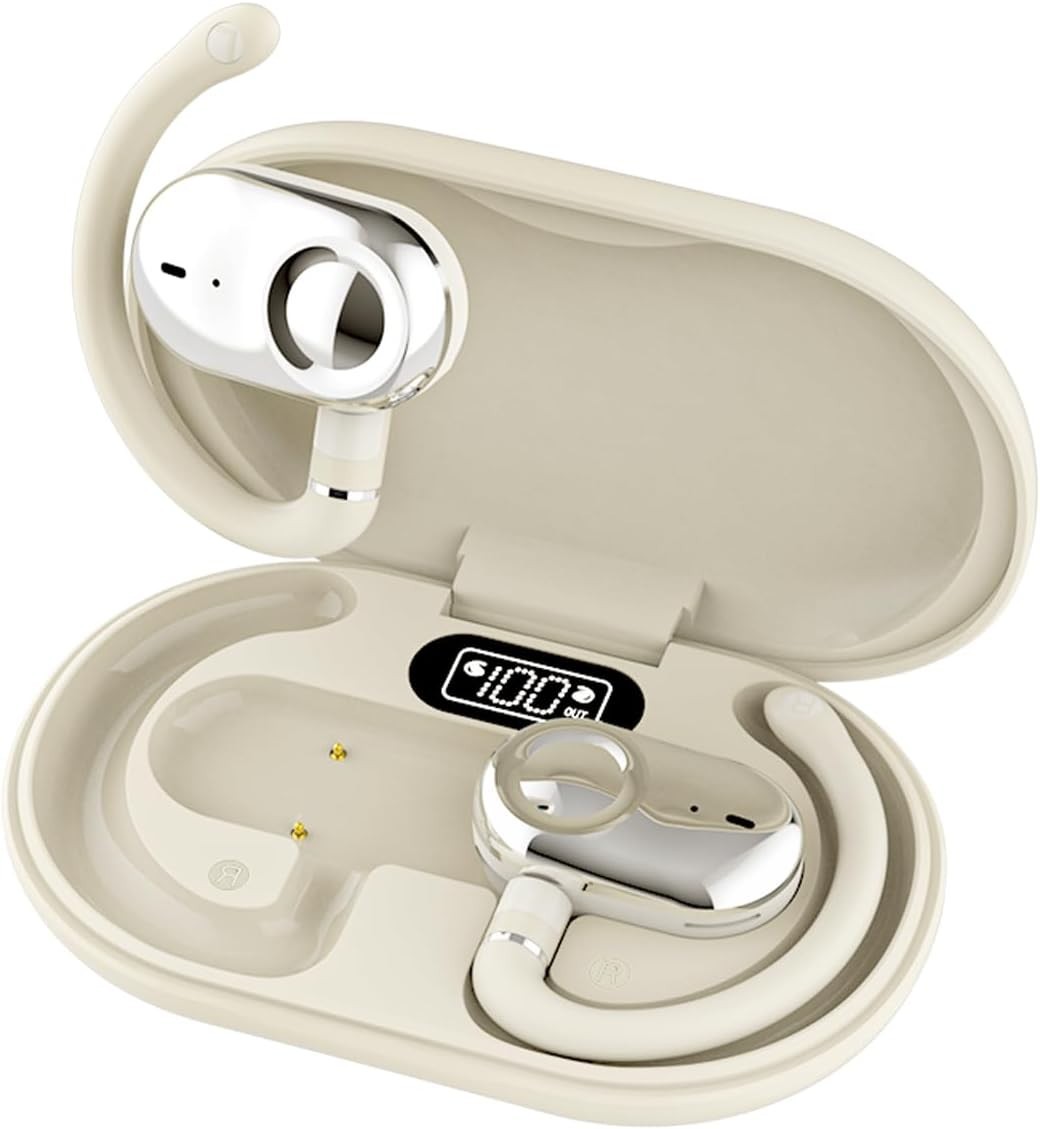 OWS-JM18 – 5.4 Bluetooth Air Bone Conduction Hanging Earphones Beige *NEW*