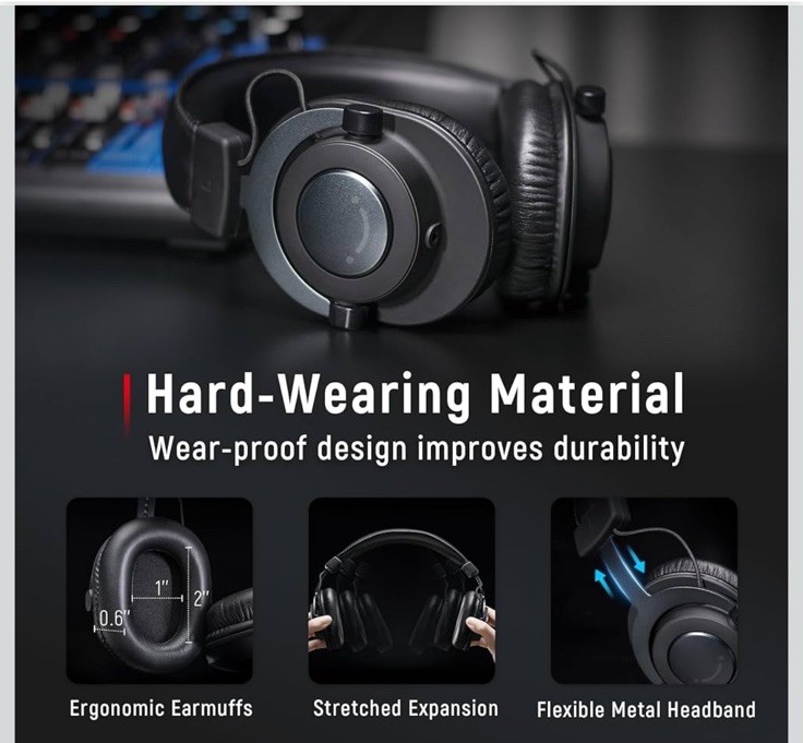 Studio Monitor Headphones FIFINE H8 Black 50mm Driver FAST SHIPPING