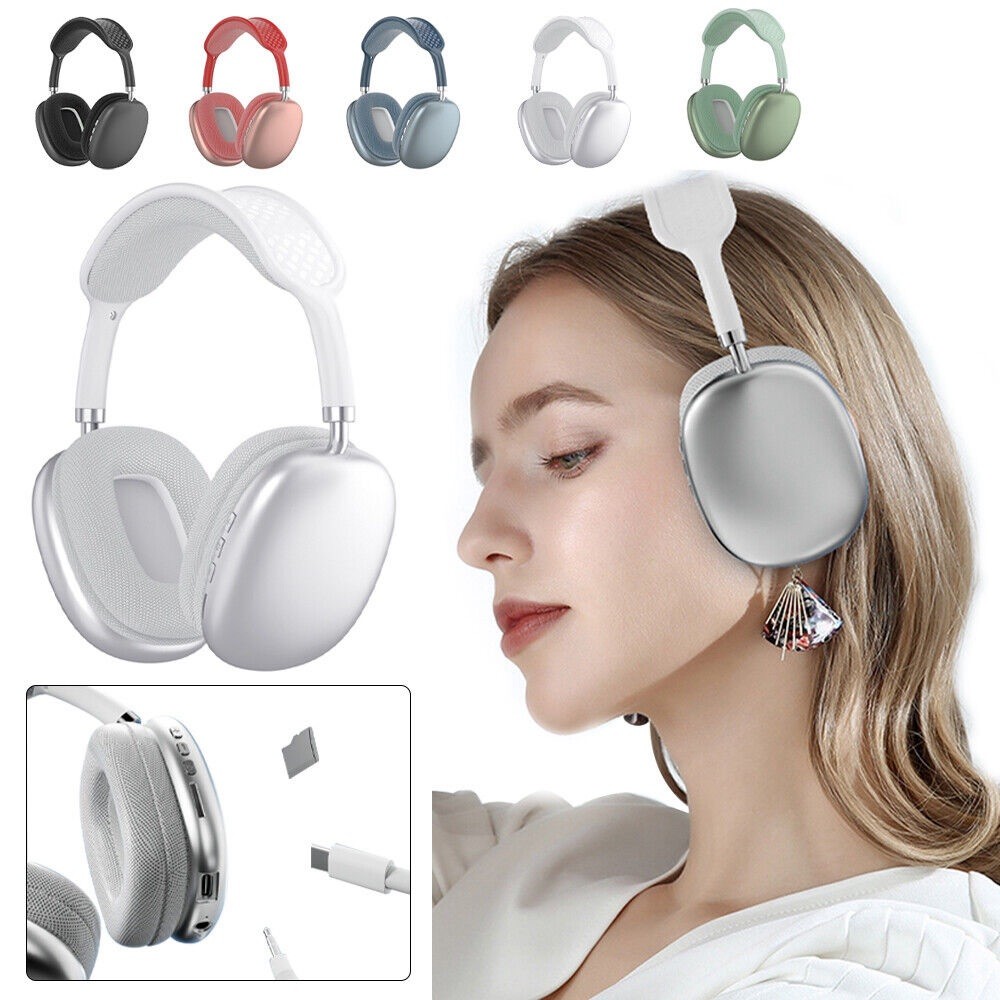 P9 Pro max Bluetooth Wireless Over-Ear Headband Headphones, White