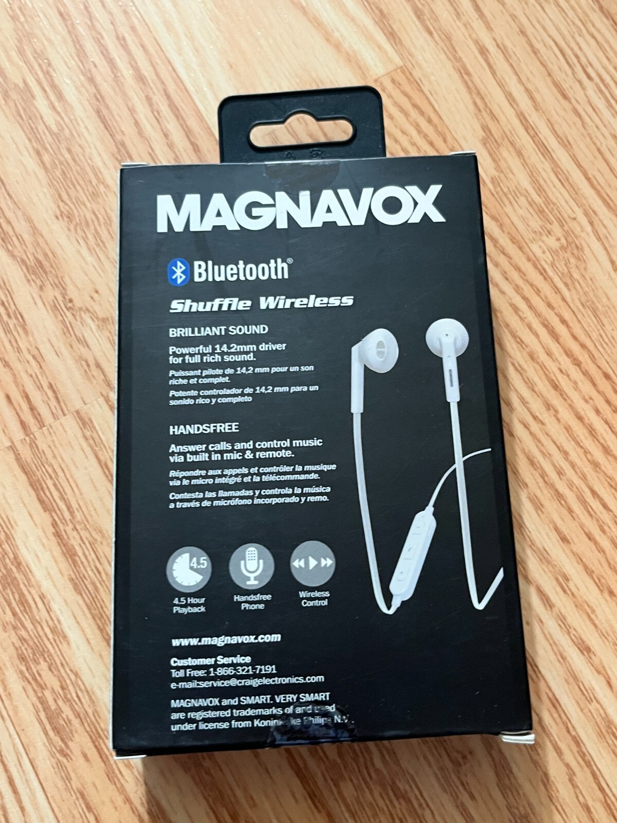 Magnavox White Bluetooth Shuffle Wireless Earphones 2Pack