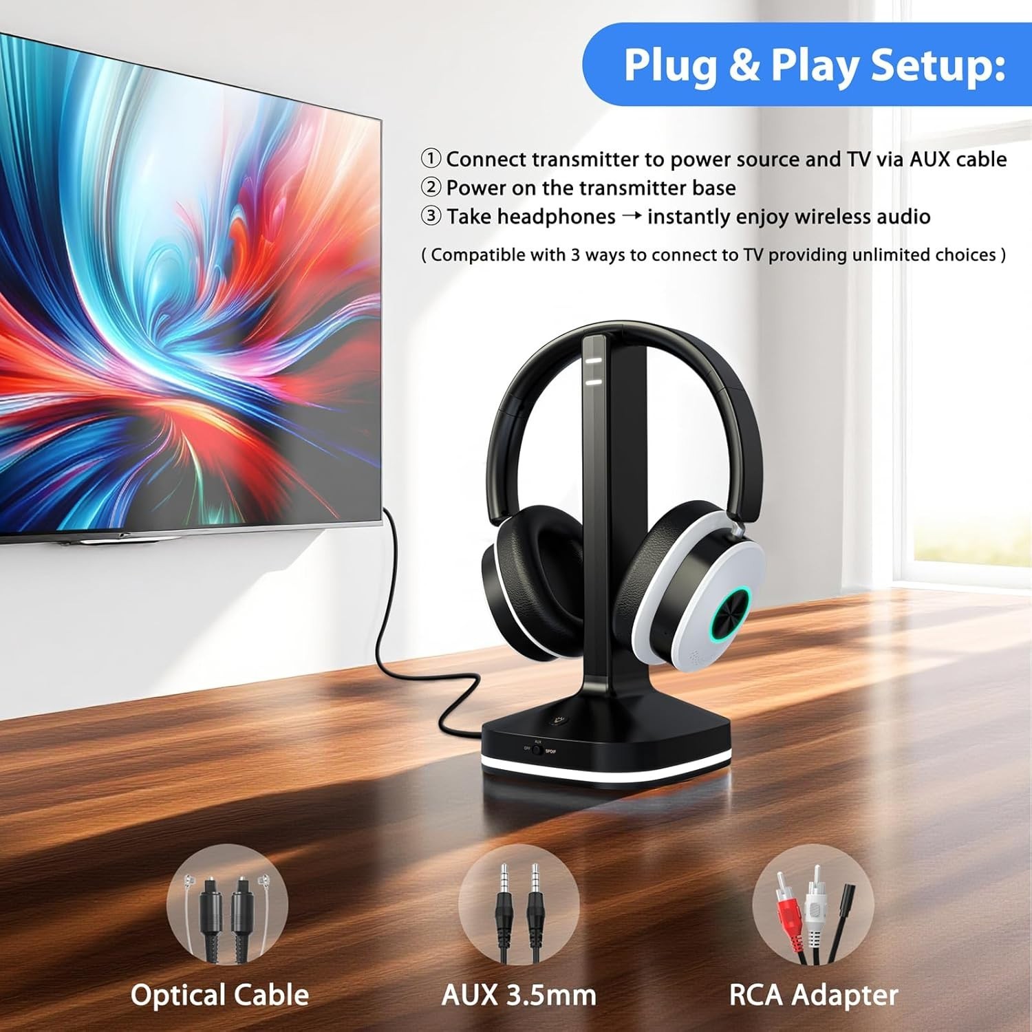 Wireless TV Headphones Over Ear Seniors Bluetooth 5.4 Noise Canceling