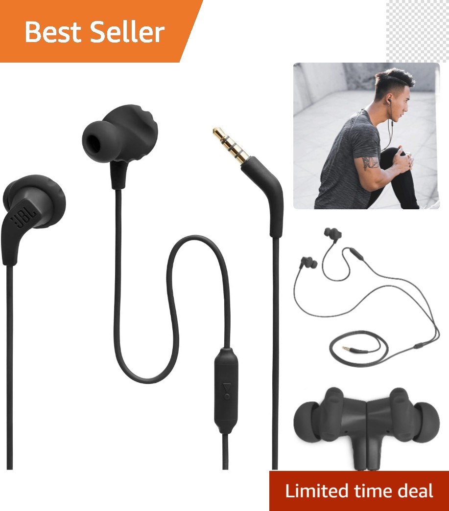 JBL Endurance Run 2 Wired – Waterproof Wired Sports In-Ear Headphones, Pure Bass