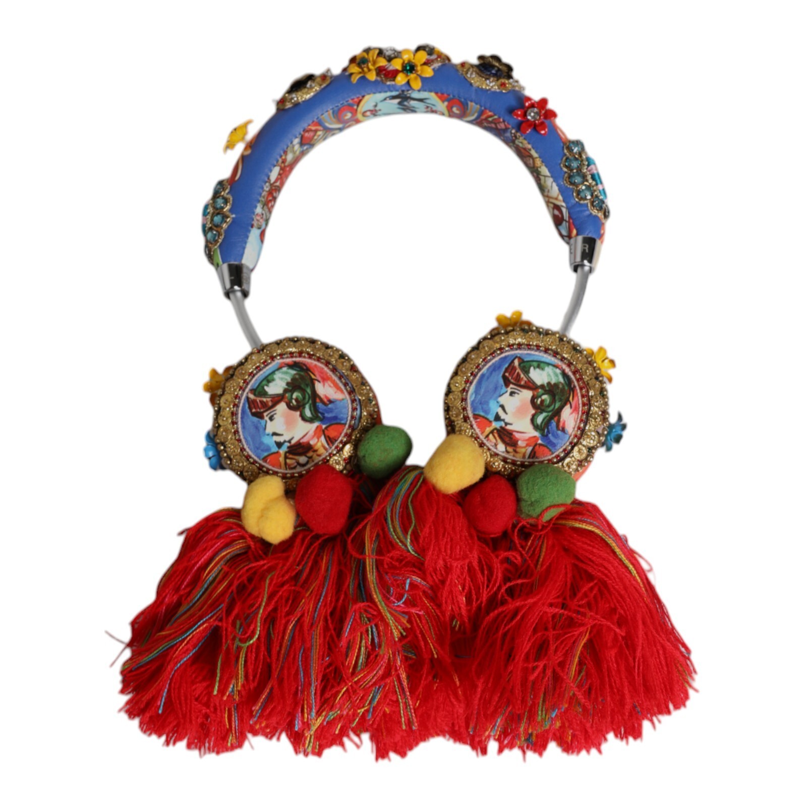 DOLCE & GABBANA Headphones Multicolor Whimsical Tasseled Crystal Headset 7230usd