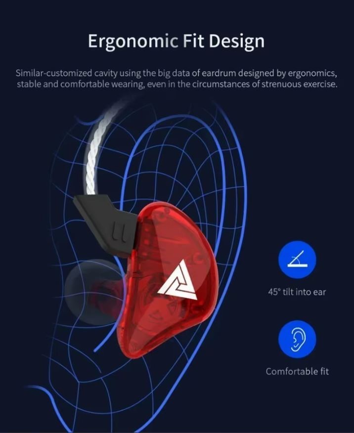 Gaming IEM Earbuds In Ear QKZ CK5 10mm 1DD 3.5mm HIFI with Carbon Fiber Case