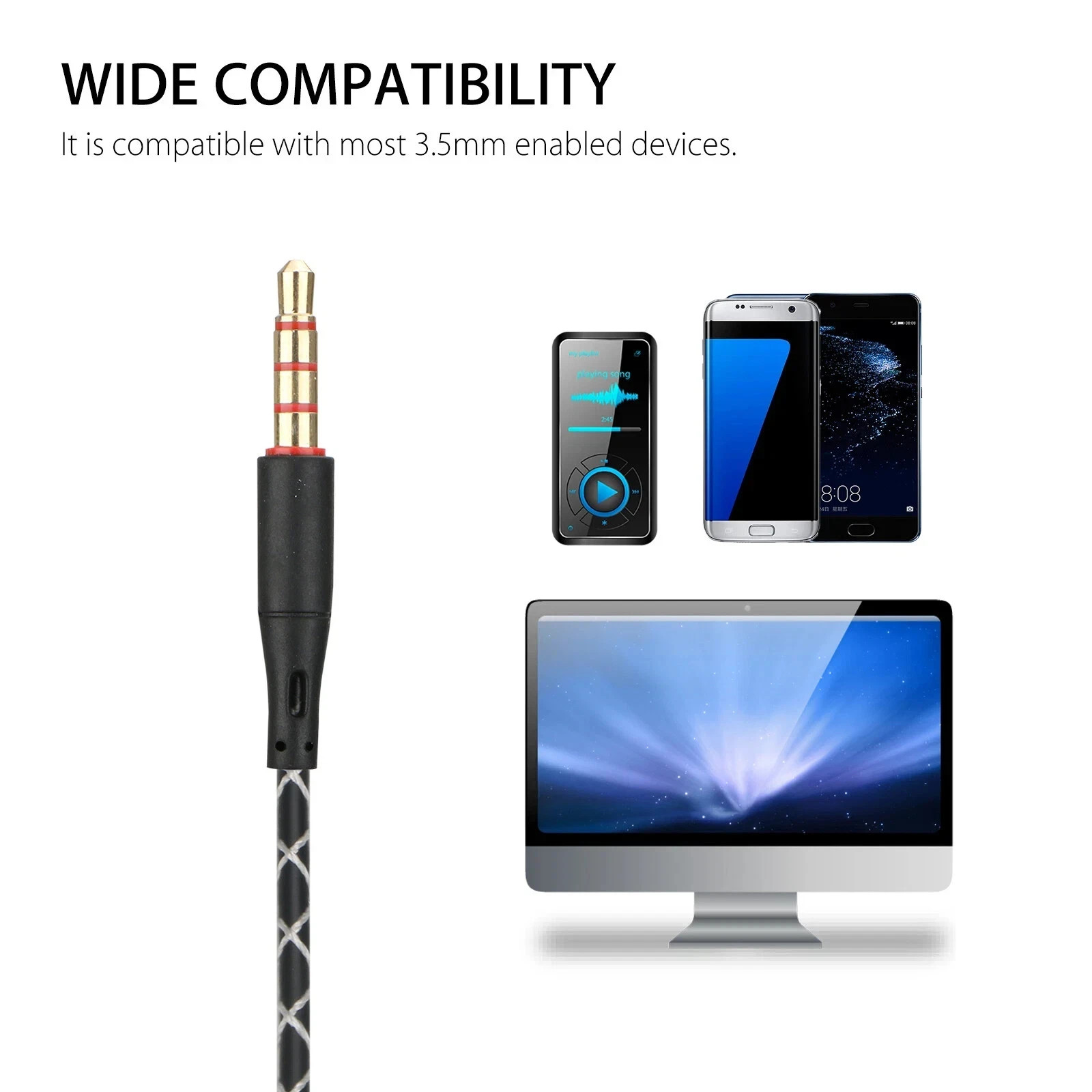 Wired In-Ear Sport Hifi Earphone Earbuds Over Ear Hook Headphone 3.5mm With MIC