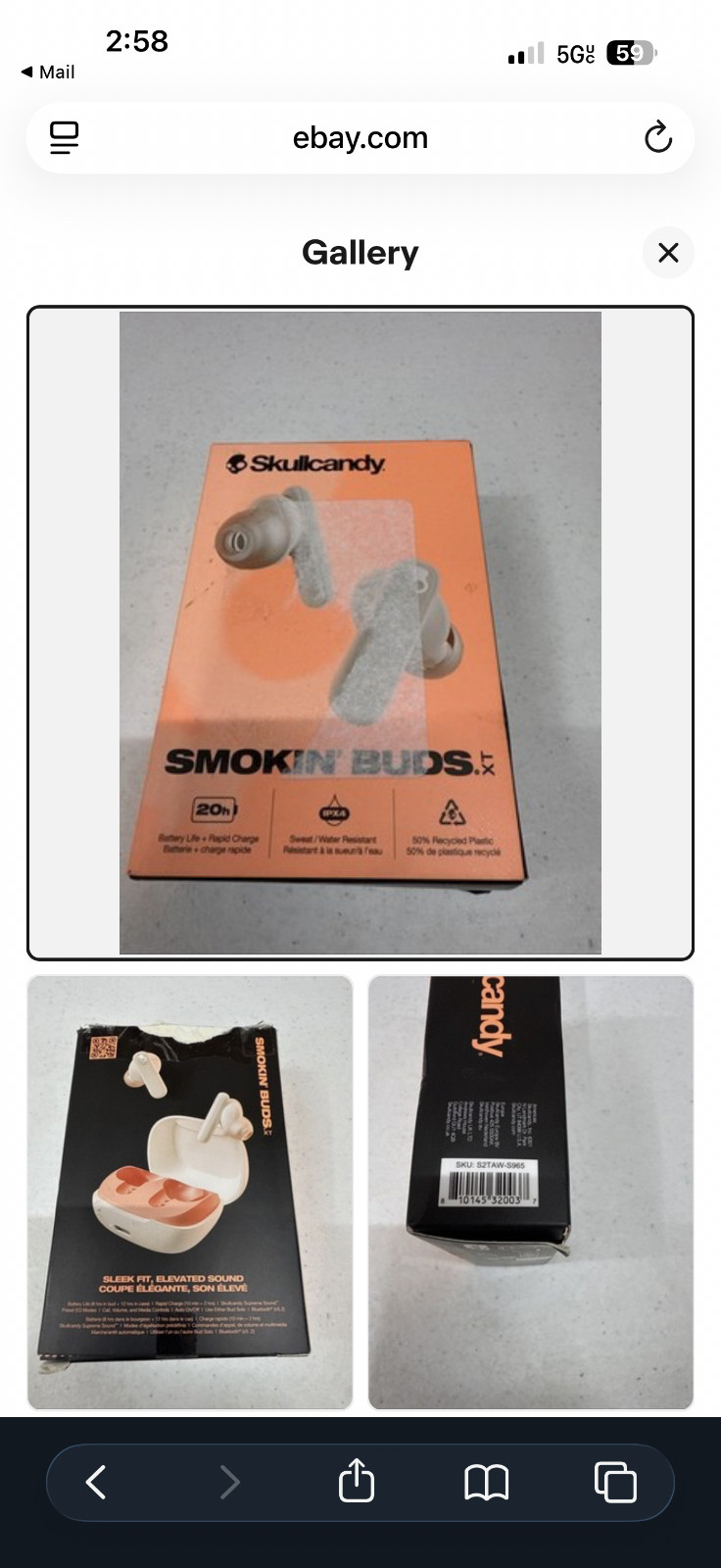 Skullcandy Smokin’ Buds XT in-Ear Wireless Earbuds Bone Orange – New In Box