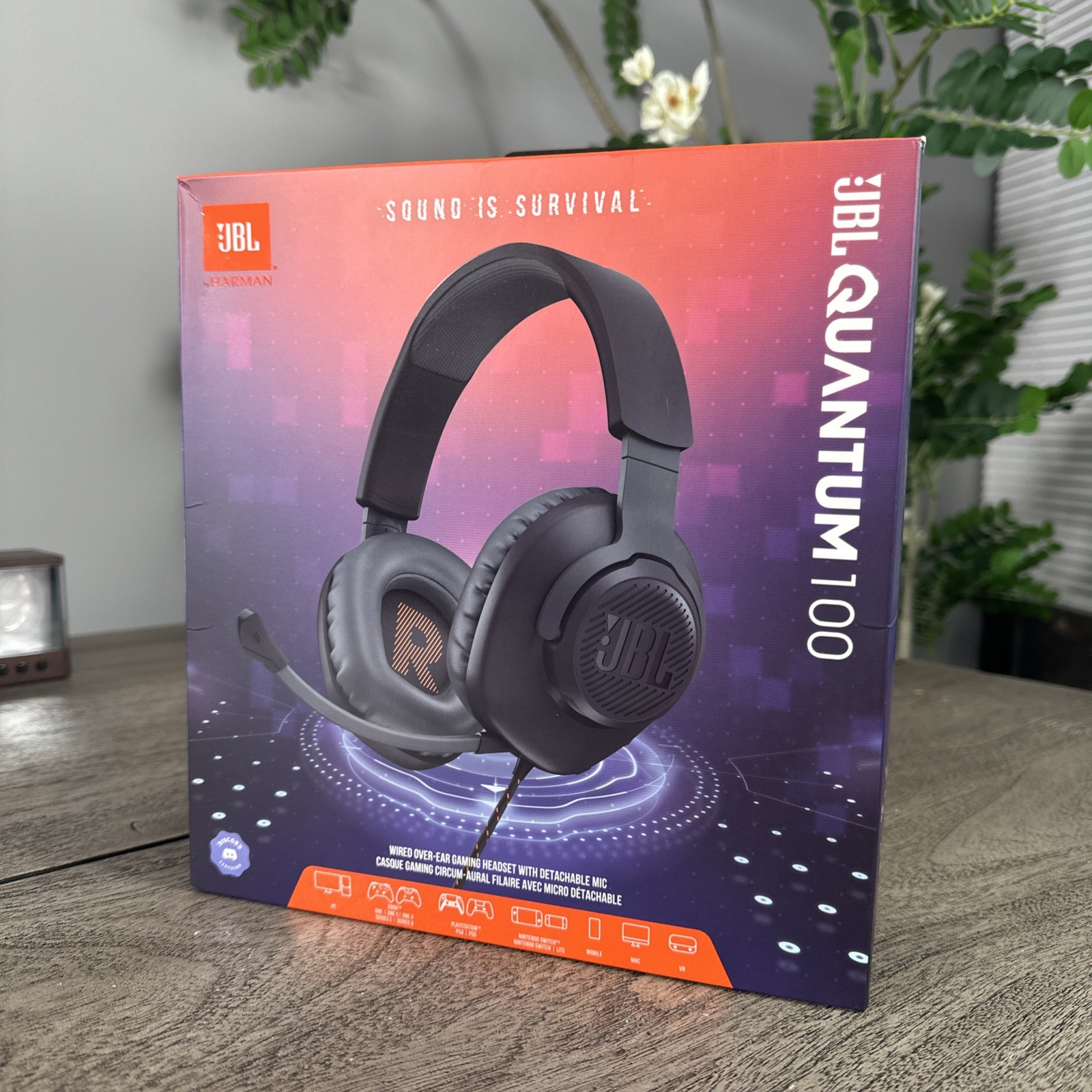 JBL Quantum 100 Wired Over-Ear Gaming Headset with Detachable Boom Mic, Black