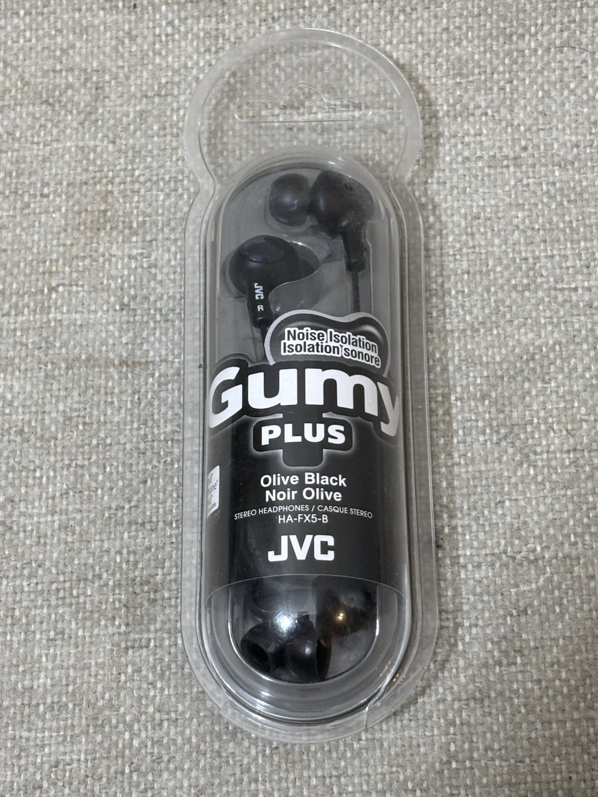JVC HA FX5-B Gumy Plus Inner Ear Headphones Olive Black Comfortable Noise Cancel