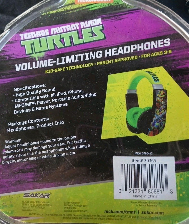 Nickelodeon Teenage Mutant Ninja Turtles Headphones for Kids Volume Limited