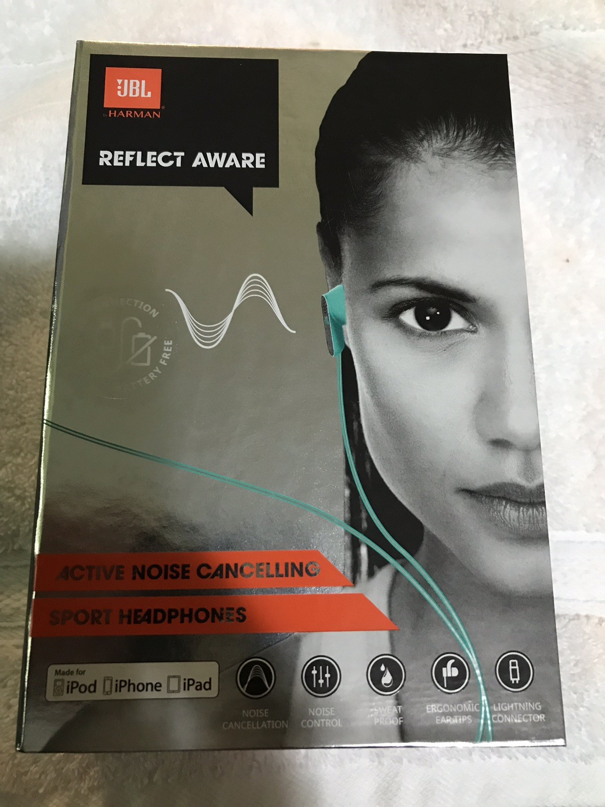 JBL Reflect Aware in-Ear Sport Headphones with Lightning (Teal) Brand New
