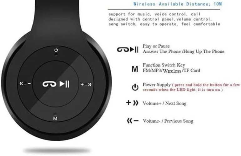On-Ear Headphones Super Stereo Bass Wireless Bluetooth 65H Playtime
