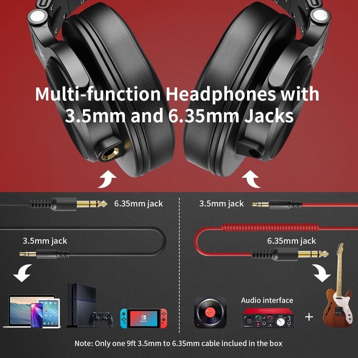 Hi-Res Studio Over Ear Headphones Wired 40mm Drivers SharePort Noise Isolating
