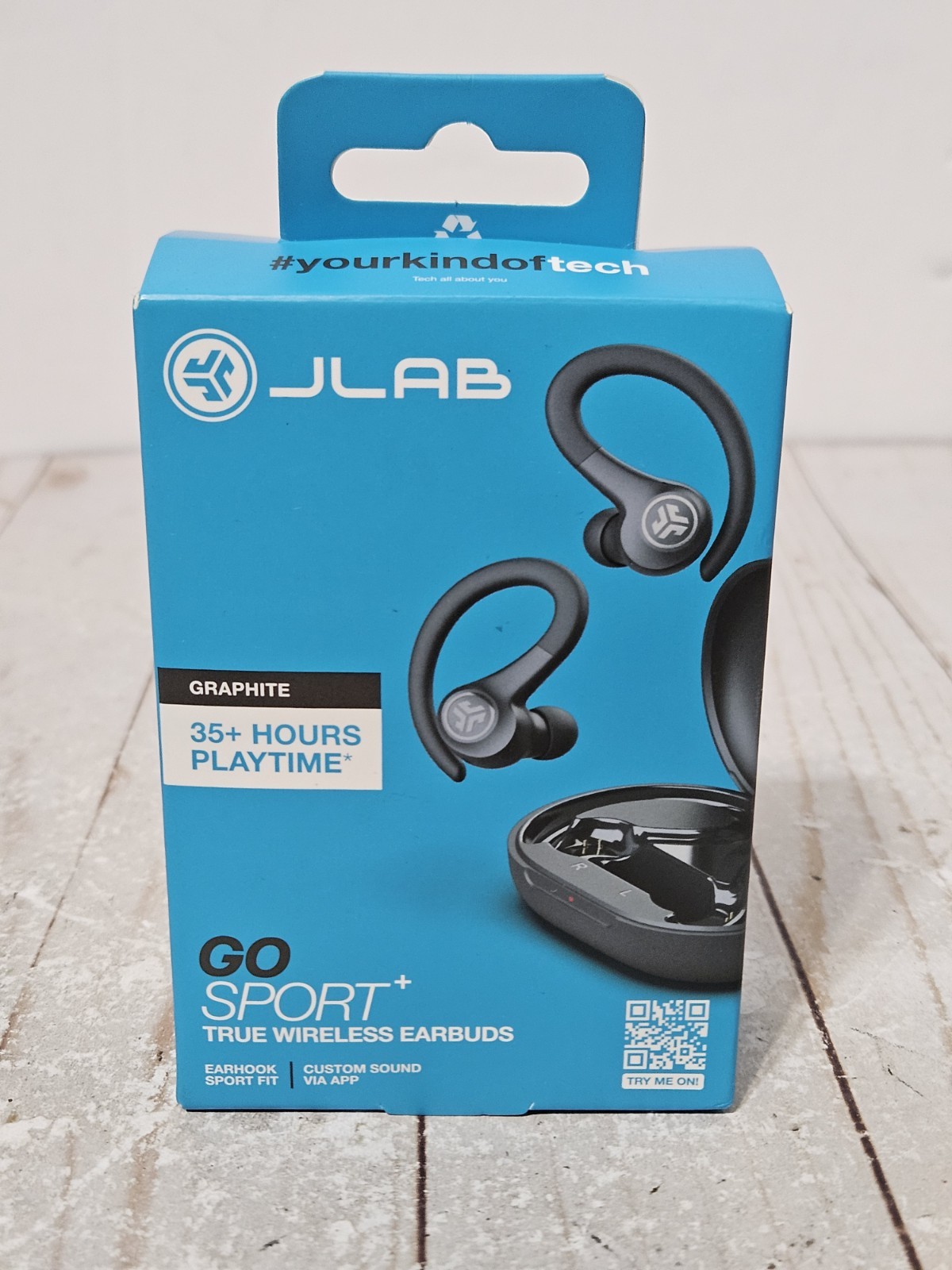 JLab Go Sport + True Wireless Bluetooth Earbuds Graphite Earhook Sport Fit New
