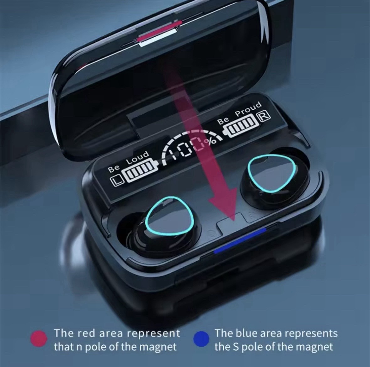Wireless 3500mAh Charging Box Waterproof Bluetooth Headphones with Microphone
