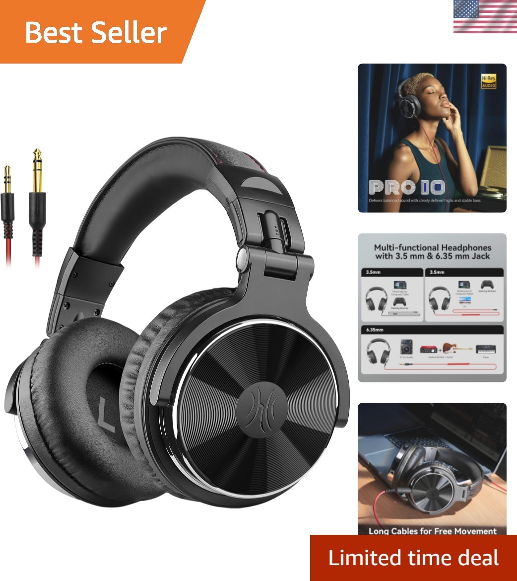 Hi-Res Studio Monitor Over-Ear Headphones with 50mm Drivers for DJs & Musicians