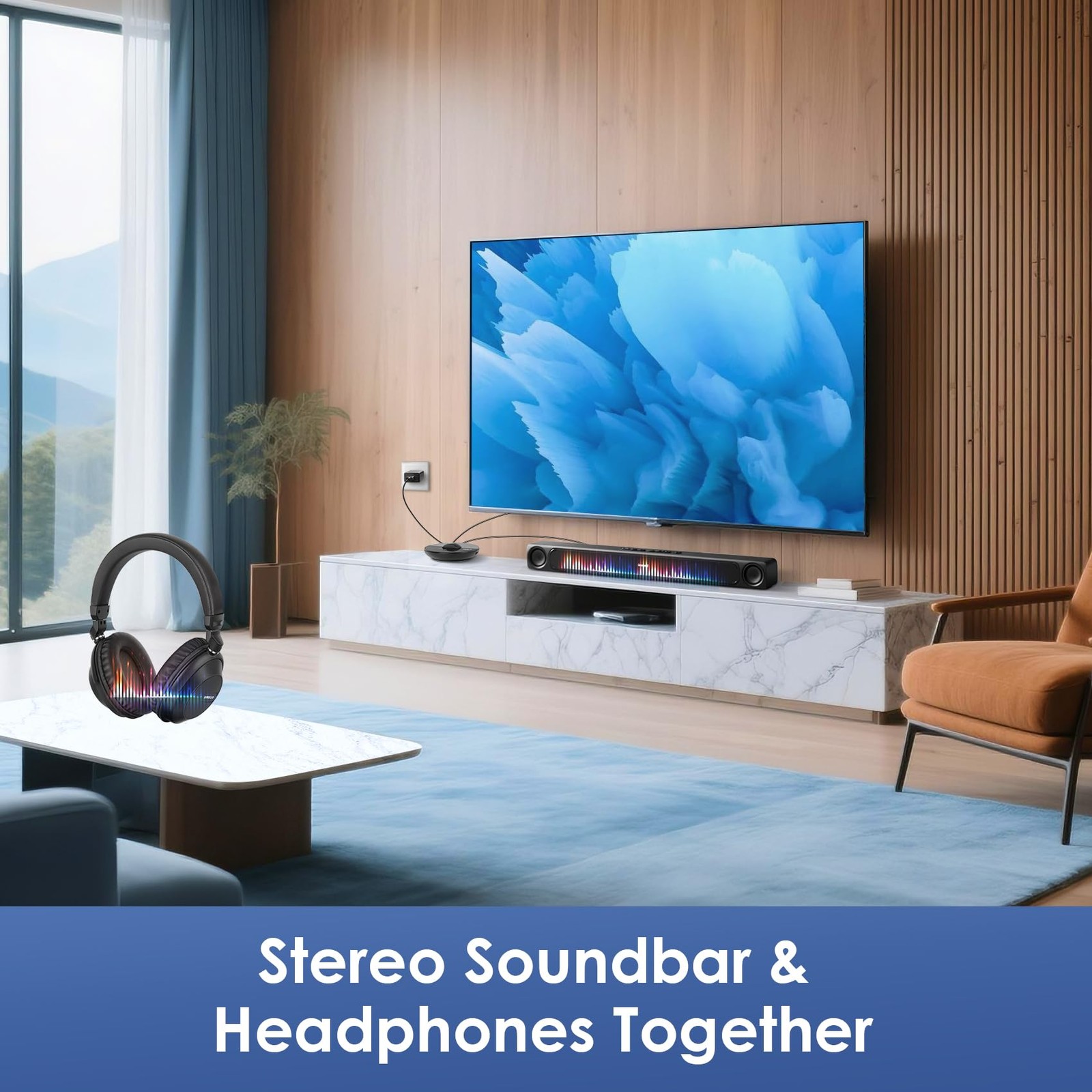 SIMOLIO Bluetooth Wireless Headphones for TV Group Listening Clear Sound Black