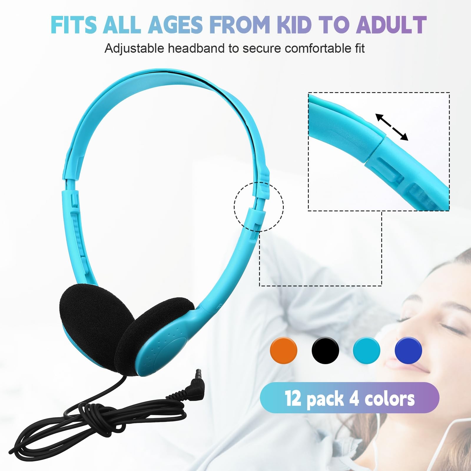 32 PCS Headphones Bulk School Student Classroom Wired Adjustable 3.5mm Jack