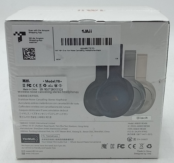 1Mii Y8+ Noise Cancelling Headphones Bluetooth Wireless Hi-Res Audio NEW SEALED