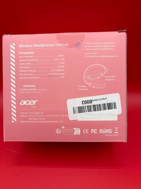 Acer Kids Bluetooth Headphones, 85/94dB Volume Limiter, Foldable Pink