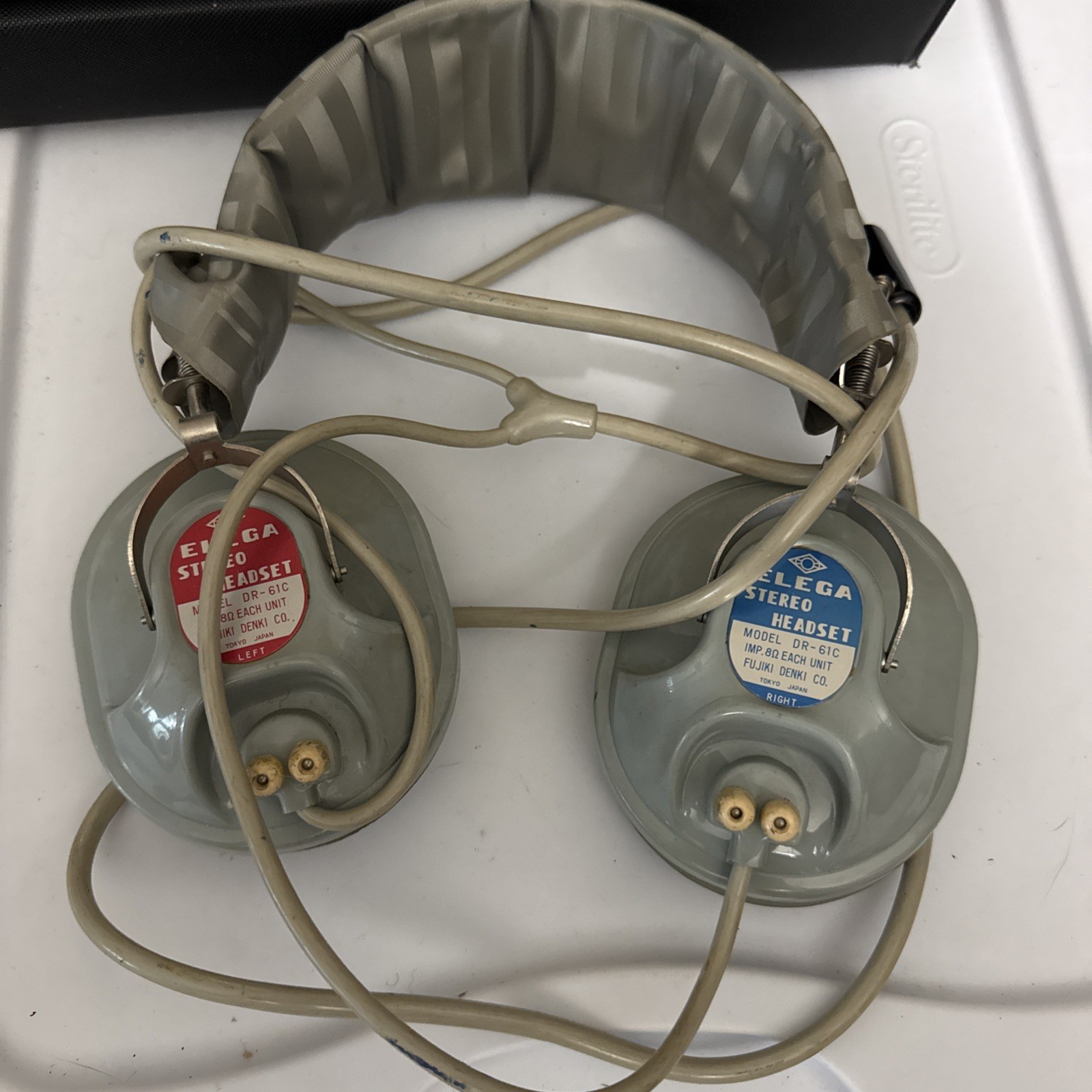 Vintage Fujiki Denki Co. Stereo Headphones Vintage ELEGA Japan DR-61C TESTED