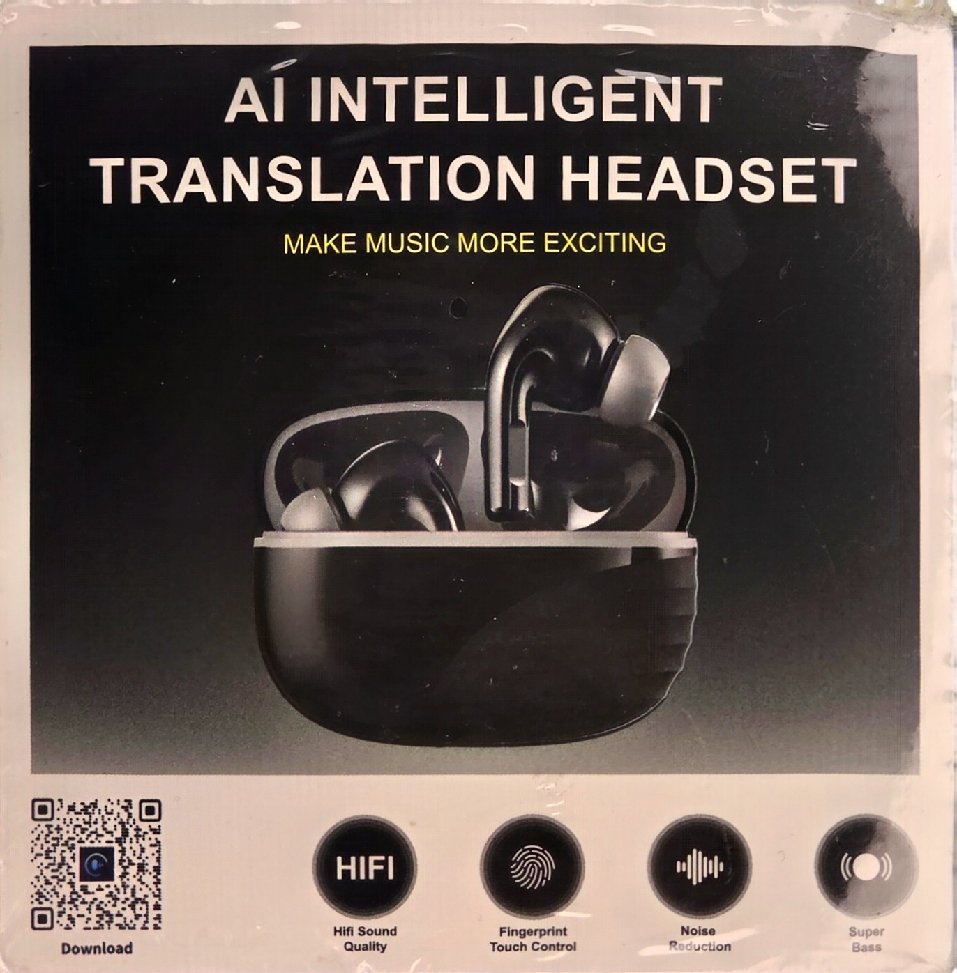AI Intelligent Translation Earbuds Bluetooth Hifi Sound Noise Reduction Black/Wh