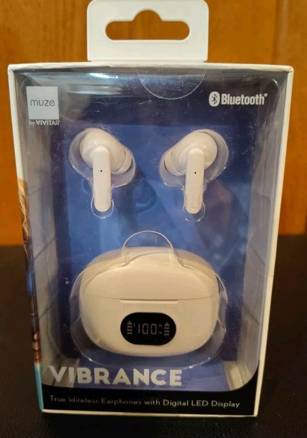 Muze By Vivitar Bluetooth VIBRANCE True Wireless Earphones W/Digital LED display