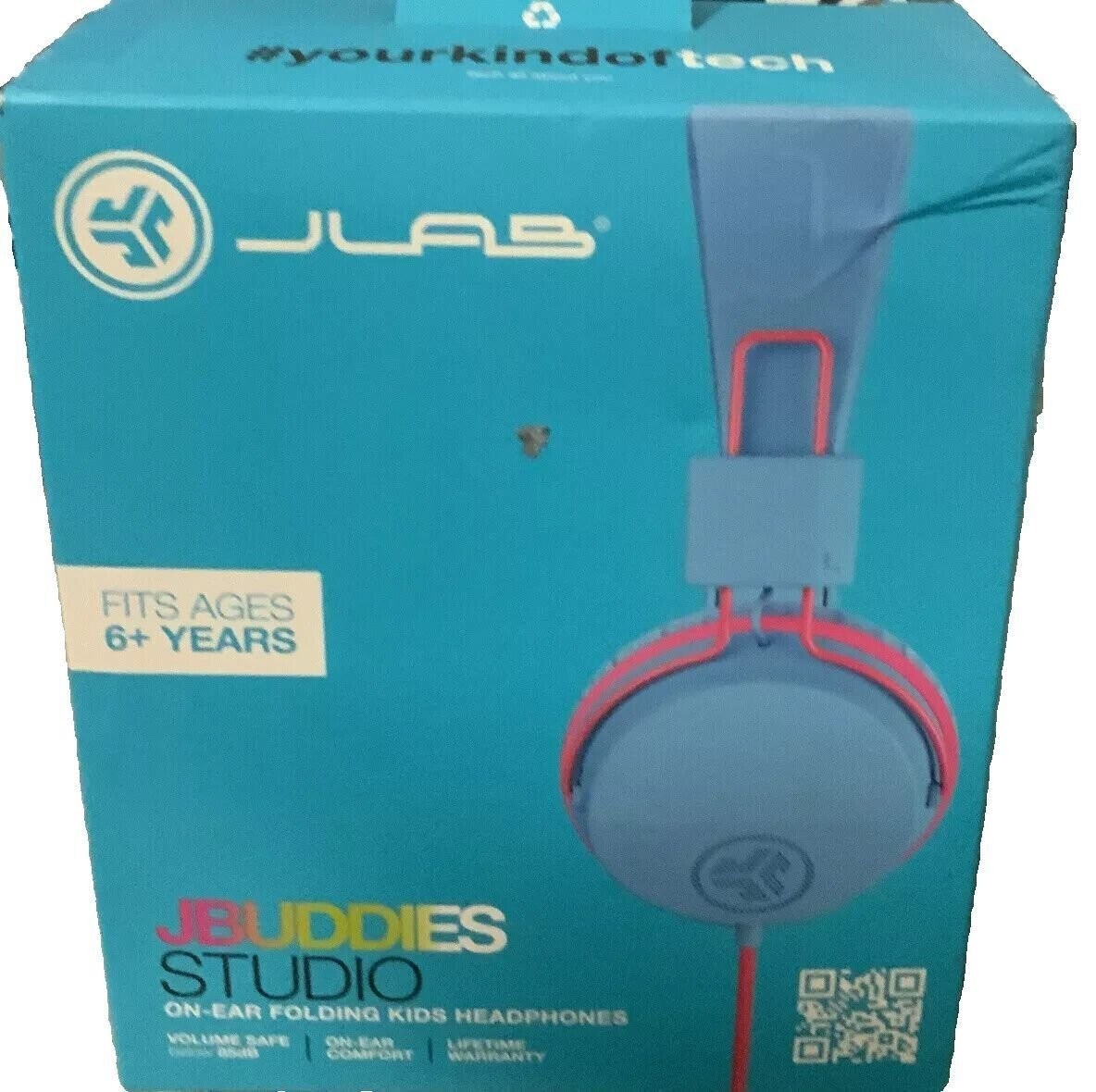 JBuddies Studio Wired Over Ear Headphones with Mic – Blue/Pink box damaged