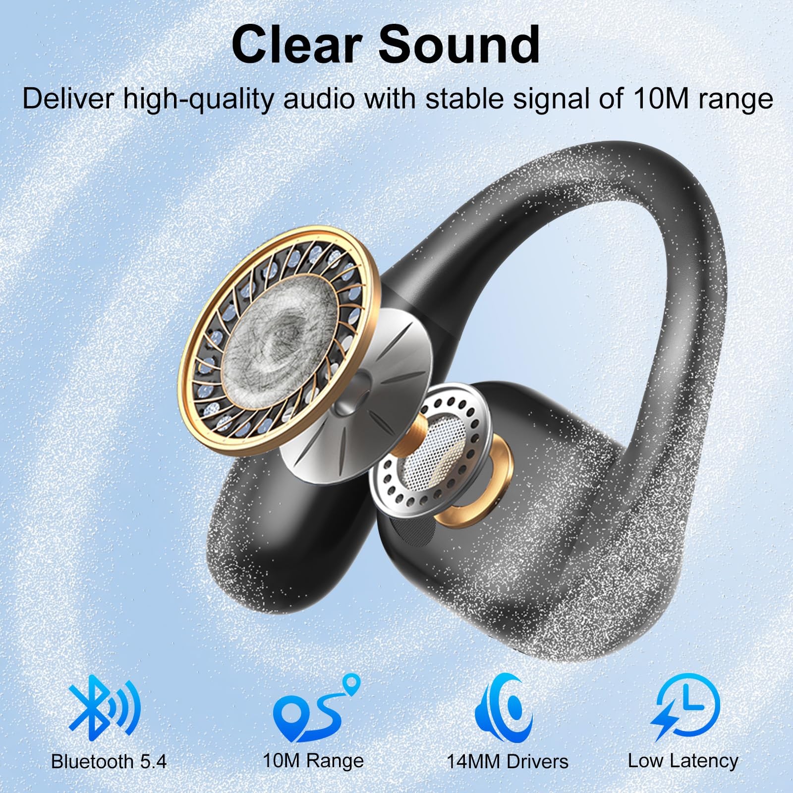 Open Ear Earbuds Wireless Bluetooth 5.4 Headphones w Over Ear Hook